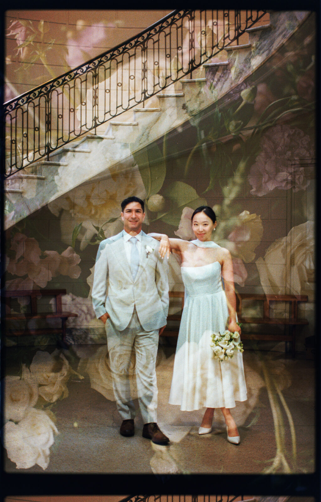 Double exposure wedding portrait