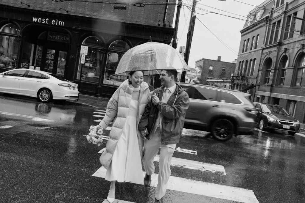 Old Port wedding photos rainy