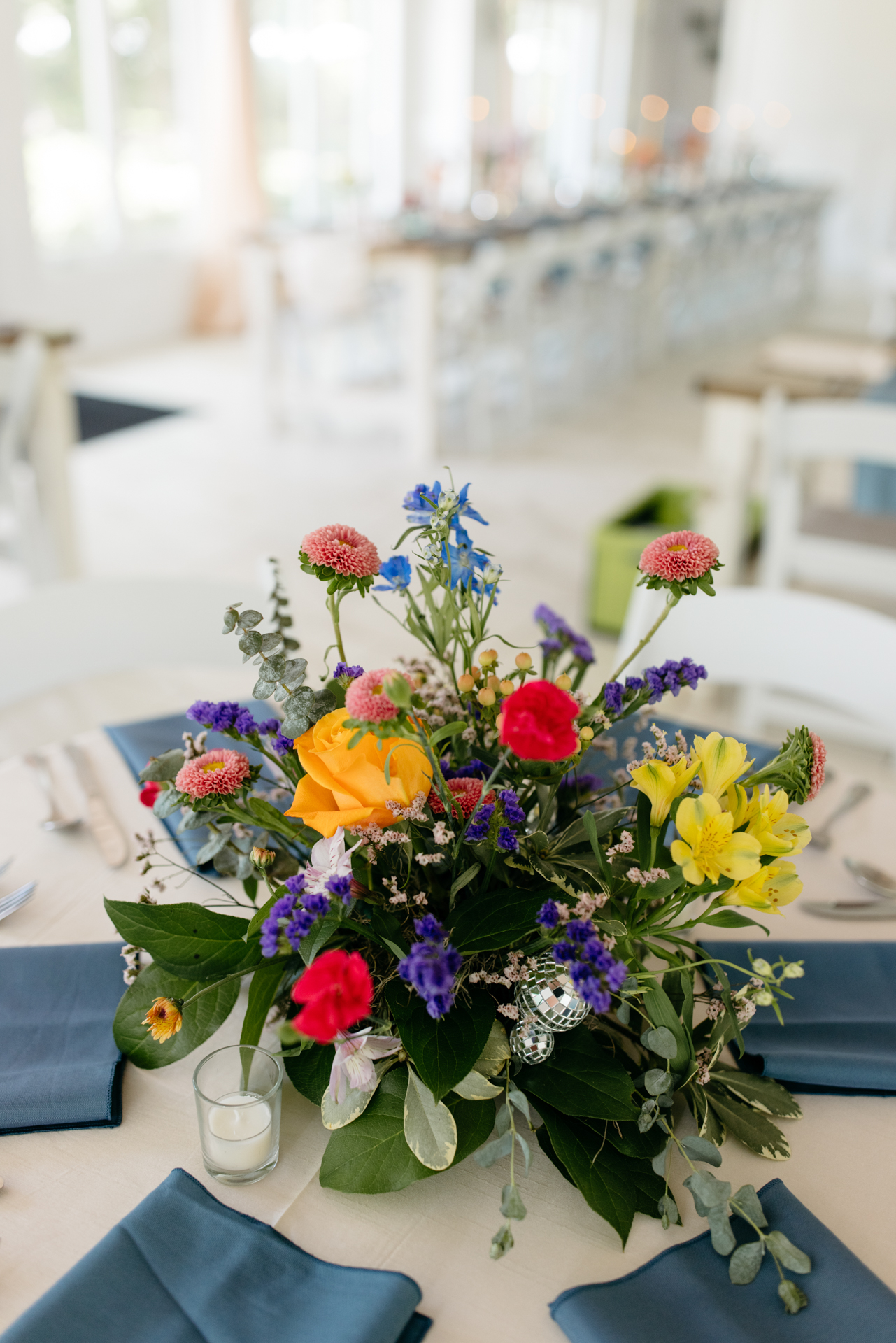 grand holland estate south carolina wedding venue details colorful disco ball 