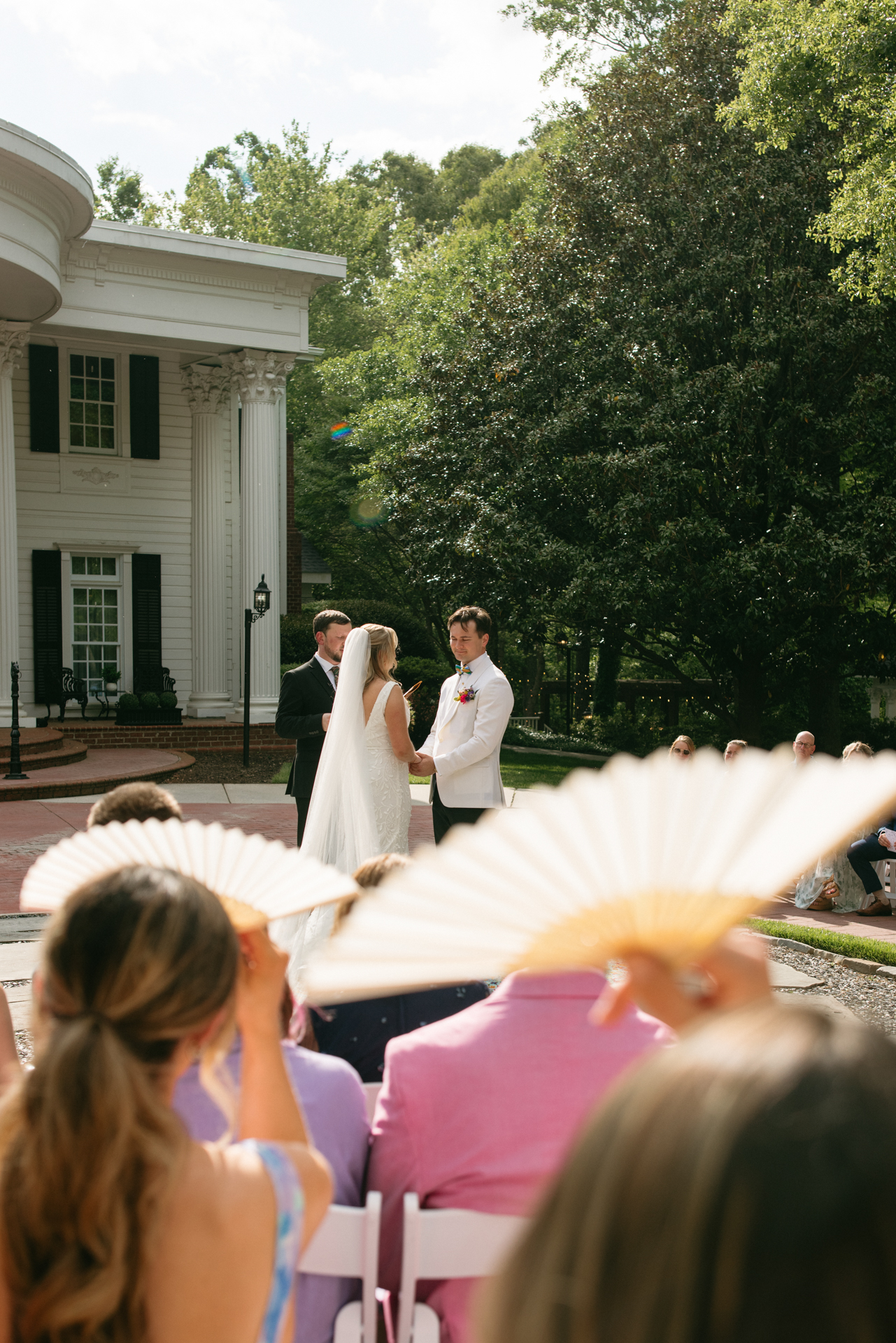 Grand Holland Estate, South Carolina Outdoor Ceremony fans for guests 