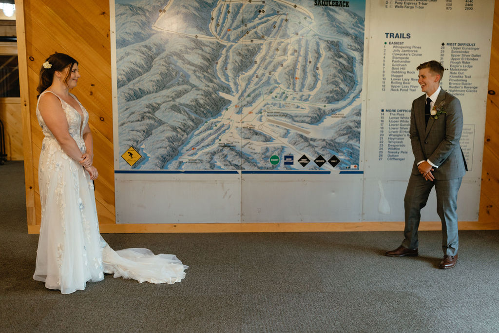 brides first look at saddleback mountain in rangeley maine